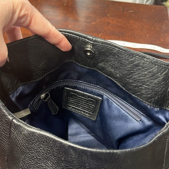 Coach hobo purse black leather, and blue interior - Picture 10 of 14